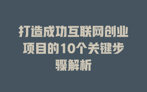 打造成功互联网创业项目的10个关键步骤解析 - deepseek培训教程-deepseek培训教程