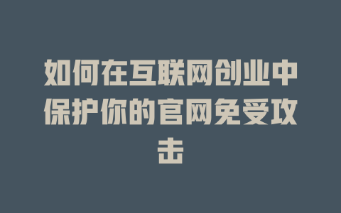 如何在互联网创业中保护你的官网免受攻击 - deepseek培训教程-deepseek培训教程