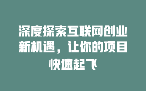 深度探索互联网创业新机遇，让你的项目快速起飞 - deepseek培训教程-deepseek培训教程