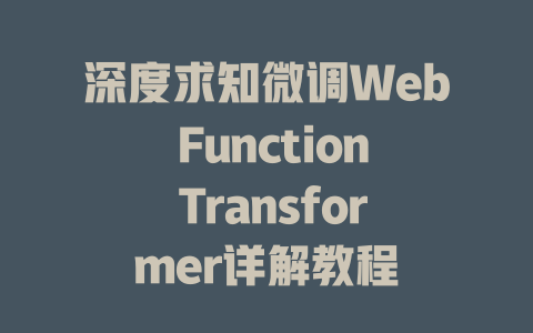 深度求知微调Web Function Transformer详解教程 - deepseek培训教程-deepseek培训教程