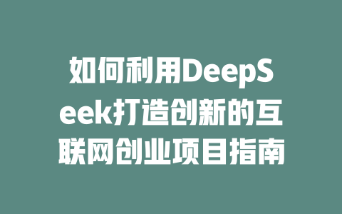 如何利用DeepSeek打造创新的互联网创业项目指南 - deepseek培训教程-deepseek培训教程